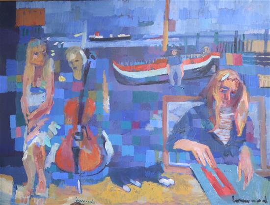 Derek Inwood (1925-2012), oil on canvas, Darklight, 90 x 121cm